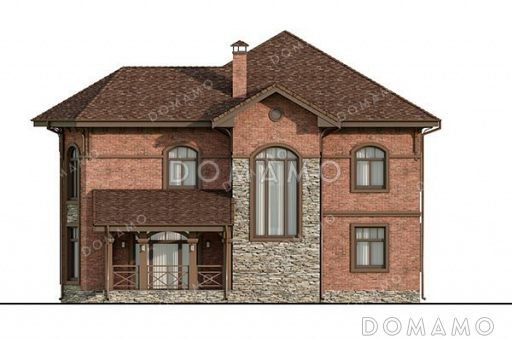 Проект двухэтажного дома с просторной террасой / Фасад 1