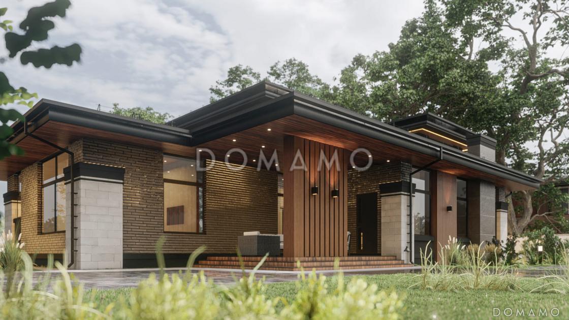 Проект современного дома с большой гостиной, кабинетом и мастер-спальней на первом этаже / 3