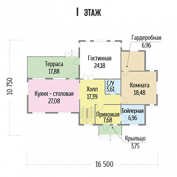 Проект дома с большими окнами / План 1 этажа Проект дома с большими окнами / План 1 этажа