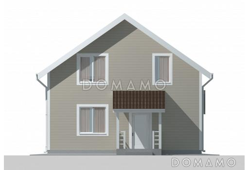 Дом с большим балконом-террасой на втором этаже / Фасад 1