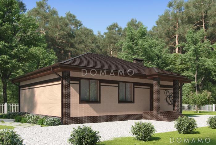 Проект загородного дома из газобетона с большой кухней-столовой, тремя спальнями Проект загородного дома из газобетона с большой кухней-столовой, тремя спальнями