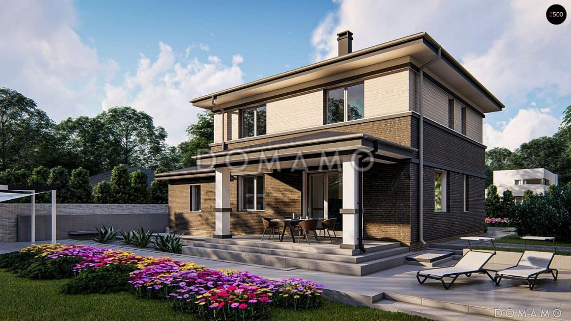 Проект двухэтажного дома из газобетона с гаражом, кабинетом, террасой / 4