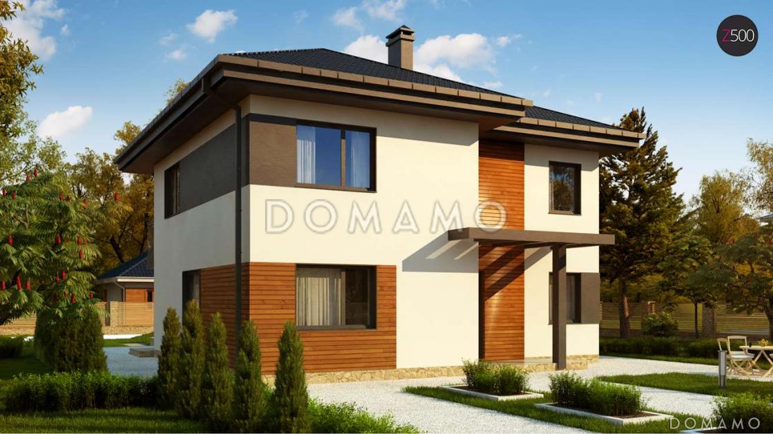 Проект современного двухэтажного дома из кирпича с пятью комнатами и балконом / 2