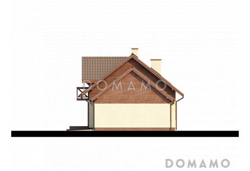 Проект одноэтажного мансардного дома из кирпича с гаражом и тремя спальнями / Фасад 4