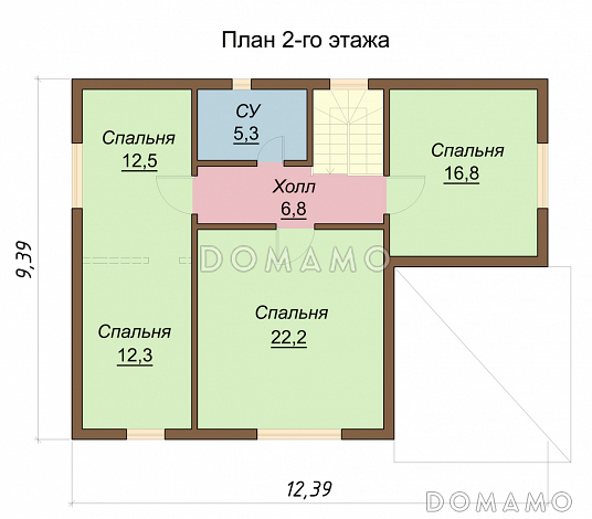 Проект двухэтажного коттеджа / План 2 этажа Проект двухэтажного коттеджа / План 2 этажа