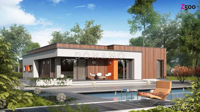 Проект просторного современного одноэтажного дома из кирпича с тремя спальнями, кабинетом и гаражом Проект просторного современного одноэтажного дома из кирпича с тремя спальнями, кабинетом и гаражом