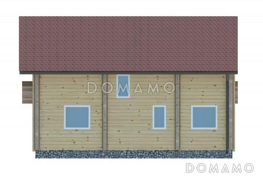 Проект уютного дома из клееного бруса с двумя просторными спальнями на мансардном этаже / Фасад 3