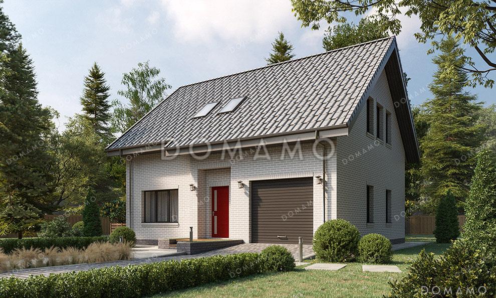 Проект домика с мансардой и встроенным гаражом / 4