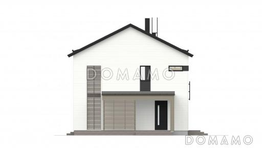 Проект современного двухэтажного каркасного дома с двускатной крышей / Фасад 4