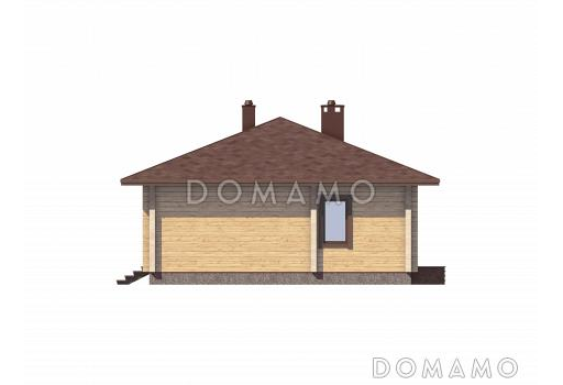 Проект деревянного одноэтажного дома с 2 спальнями / Фасад 3