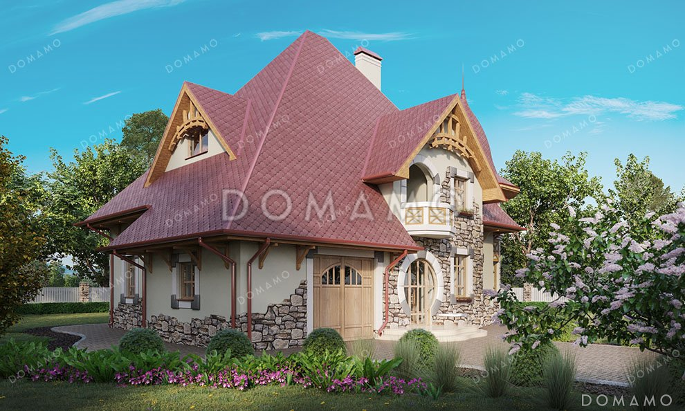 Проект дома с эркером и террасой в стиле замка / 4