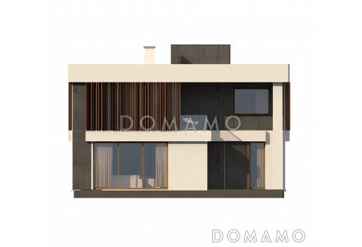 Проект современного двухэтажного дома из кирпича с дополнительной спальней на первом этаже и гаражом / Фасад 2