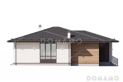 Проект дома с тремя спальнями, вместительным тамбуром и крытой террасой / Фасад 4