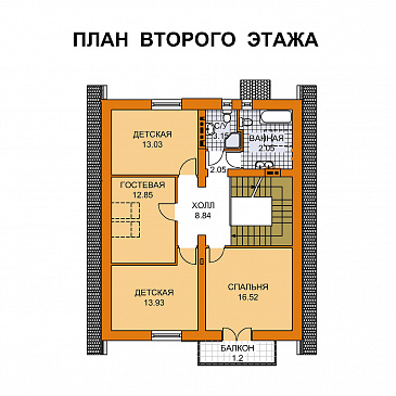 Проект компактного коттеджа с пятью спальнями / План мансардного этажа Проект компактного коттеджа с пятью спальнями / План мансардного этажа