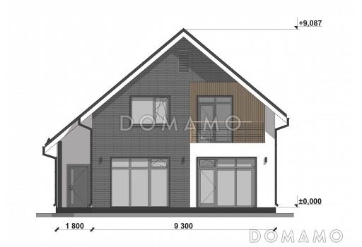 Проект компактного дома со скатной кровлей S-162 / Фасад 3