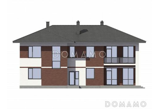 Двухэтажный загородный дом из кирпича / Фасад 2