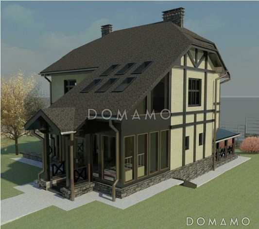 Проект двухэтажного дома с эркером и зимним садом, бильярдной и тренажерным залом на цокольном этаже Проект двухэтажного дома с эркером и зимним садом, бильярдной и тренажерным залом на цокольном этаже