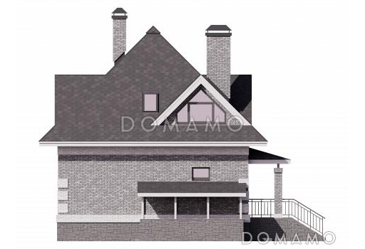 Проект загородного дома с шатровой крышей и цокольным этажом / Фасад 3