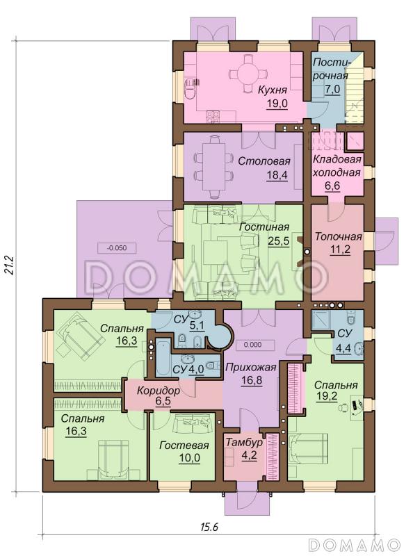 Проект одноэтажного дома с чердачным помещением / План #1