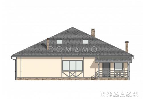 Проект одноэтажного дома с 3 спальнями, кабинетом и антресолью на чердаке / Фасад 3