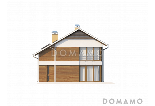 Проект компактного двухэтажного дома из кирпича с тремя спальнями / Фасад 4