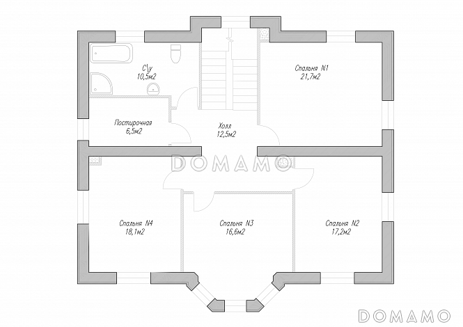 Проект дома из СИП панелей в классическом стиле с гаражом / План 2 этажа Проект дома из СИП панелей в классическом стиле с гаражом / План 2 этажа