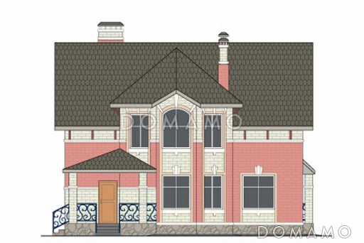 Проект кирпичного дома с необычной конфигурацией кровли / Фасад 2