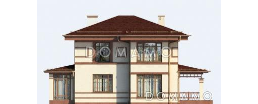 Проект двухэтажного дома из пеноблоков с гаражом для двух автомобилей / Фасад 4