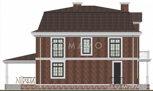 Проект двухэтажного дома с бильярдной и мансардой / Фасад 4