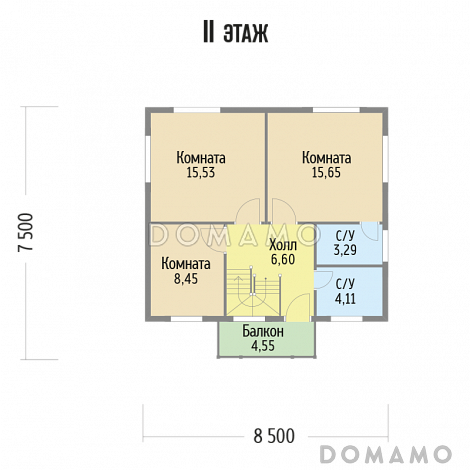 Проект компактного, функционального дома, с деревянной вагонкой / План 2 этажа Проект компактного, функционального дома, с деревянной вагонкой / План 2 этажа