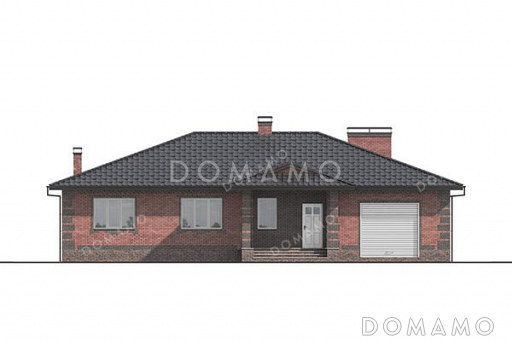 Проект одноэтажного дома со встроенным гаражом и террасой / Фасад 4