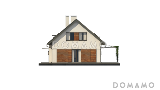 Проект комфортного одноэтажного мансардного дома из газобетона с кабинетом, гаражом и тремя спальнями / Фасад 4