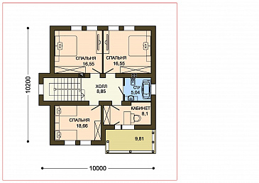 Проект белого дома с эркером кухни и серой кровлей / План 2 этажа Проект белого дома с эркером кухни и серой кровлей / План 2 этажа