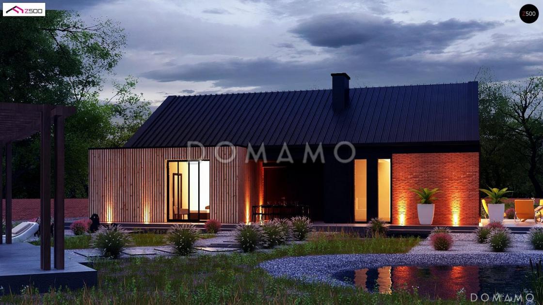 Проект одноэтажного дома из газобетона с кабинетом, двумя спальнями и кинозалом на мансарде / 4