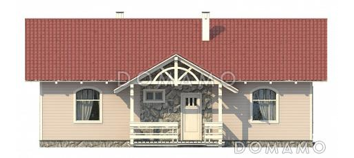 Проект одноэтажного усадебного дома с каминным залом и двумя спальнями / Фасад 1