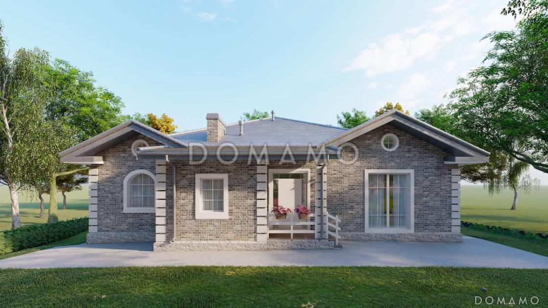 Проект одноэтажного кирпичного дома с 4 спальнями, террасой и столовой-гостиной / 3