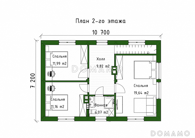 Проект мансардного дома с сауной, летним душем и большой крытой террасой / План мансардного этажа Проект мансардного дома с сауной, летним душем и большой крытой террасой / План мансардного этажа