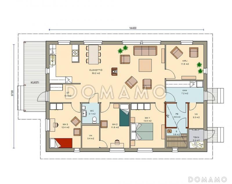 Проект современного дома с камином / План 1 этажа