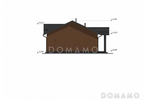 Проект одноэтажного дома с большими окнами S-108 / Фасад 3