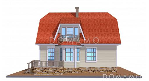 Проект коттеджа из газобетона с вальмовой крышей / Фасад 3