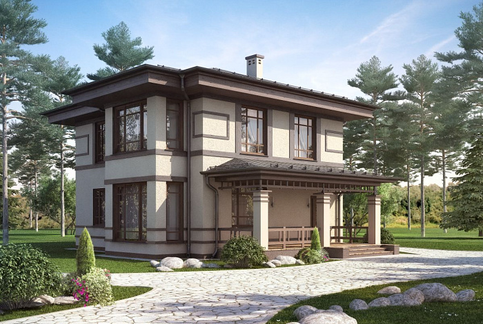 Проект двухэтажного дома из пеноблоков с тремя спальными комнатами