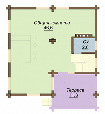 Проект одноэтажного дома из бруса с мансардным этажом / План цокольного этажа Проект одноэтажного дома из бруса с мансардным этажом / План цокольного этажа