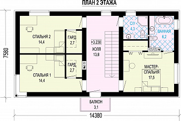Проект дома в стиле минимализм с 4 спальнями / План 2 этажа Проект дома в стиле минимализм с 4 спальнями / План 2 этажа