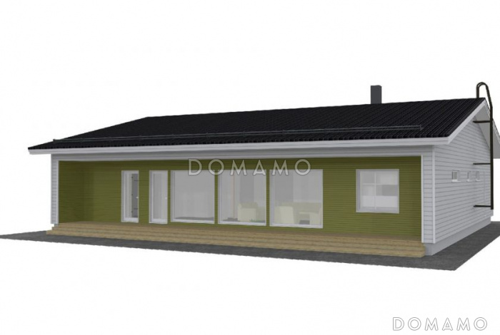 Проект одноэтажного дома с небольшой гардеробной, санузлом в хозяйской спальне Проект одноэтажного дома с небольшой гардеробной, санузлом в хозяйской спальне