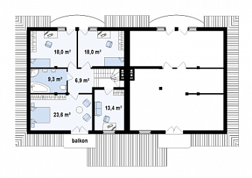 Проект двухэтажных домов-близнецов из кирпича с гаражом и чердаком / План 3 этажа