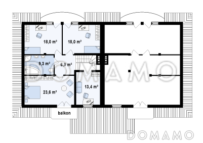 Проект двухэтажных домов-близнецов из кирпича с гаражом и чердаком / План 3 этажа