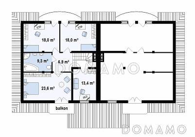 Проект двухэтажных домов-близнецов из кирпича с гаражом и чердаком / План 3 этажа