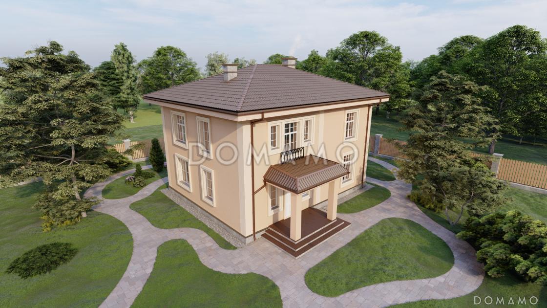 Проект двухэтажного дома с камином в гостиной и тремя спальнями / 6