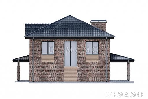 Проект двухэтажного дома, облицованного кирпичом, с 5 спальнями и террасой / Фасад 4