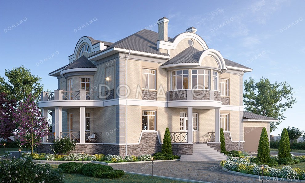 Проект дома с мансардой и гаражом на два авто / 1